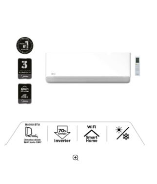 Split Breezeless Frío Calor 18K max 21.000 BTUh + Wifi