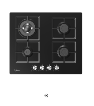 Encimera a Gas 4 Quemadores Negra 60cm